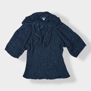 Belamie black knit faux scarf pullover‎ sweater Size S